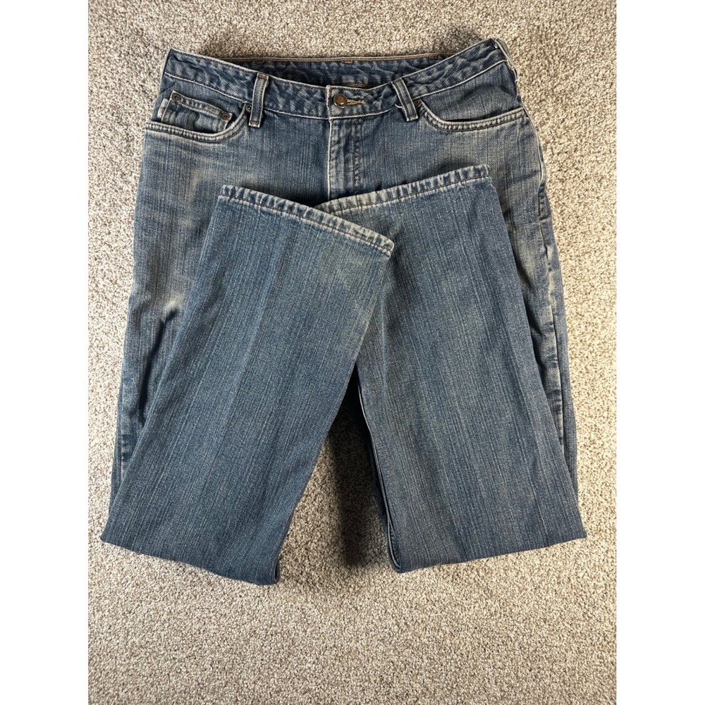 Carhartt Flannel Lined Relaxed Fit Jeans Womens 6x32 Blue Denim Plaid WB022 ADT